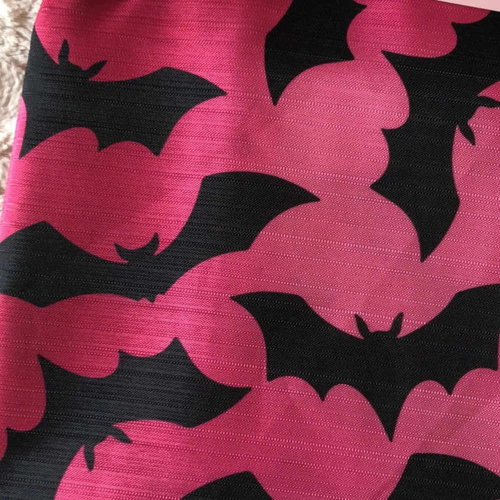 Spooky Halloween Pink and Black Bat Shower Curtain